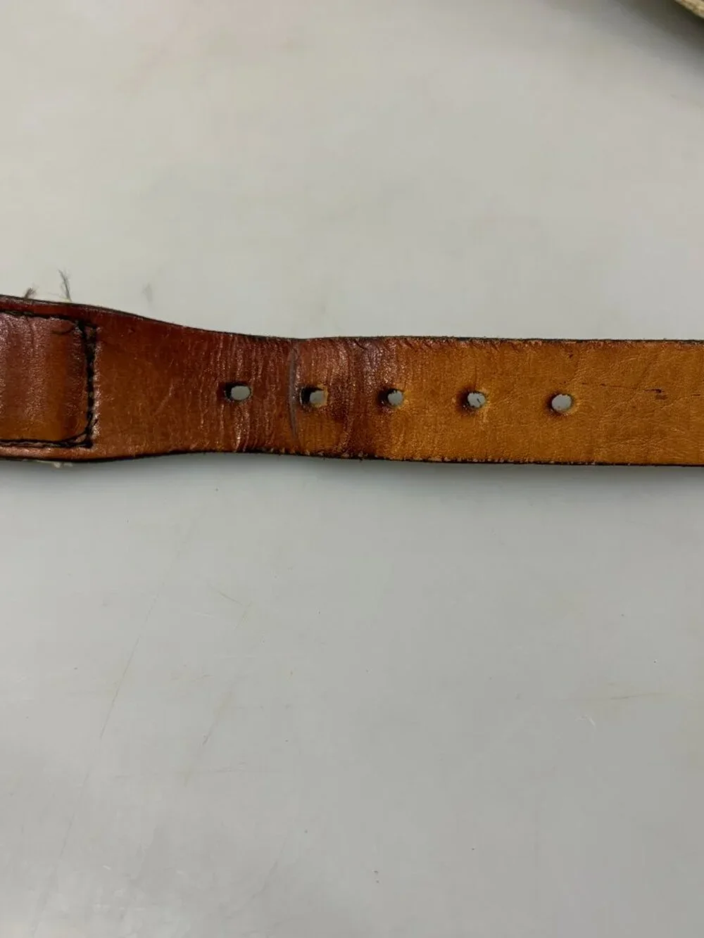 Augusta Masters Golf Tournament Ribbon Belt M Green Canvas Brown Leather Vintage